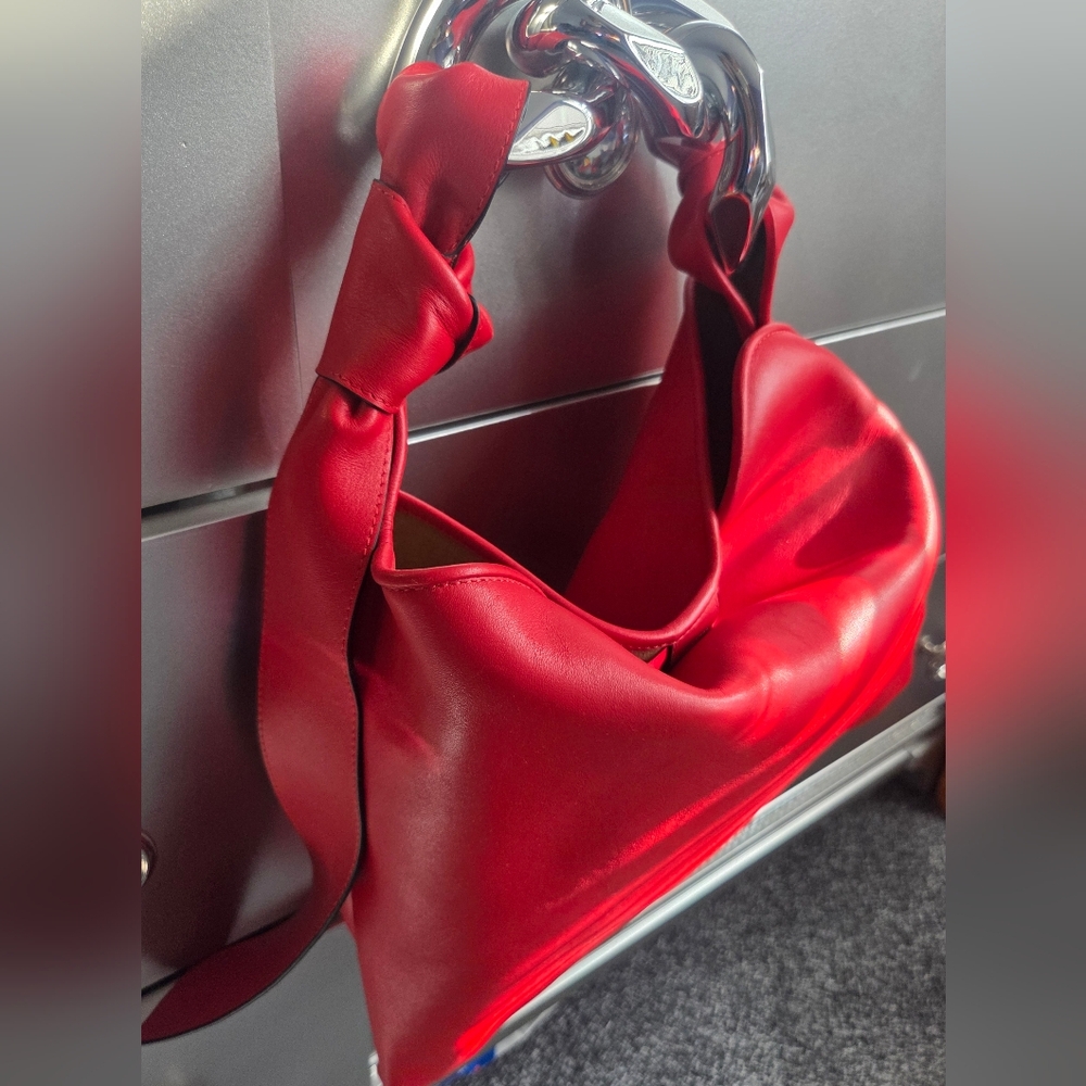 JW ANDERSON Red Hobo Bag with Silver Chain